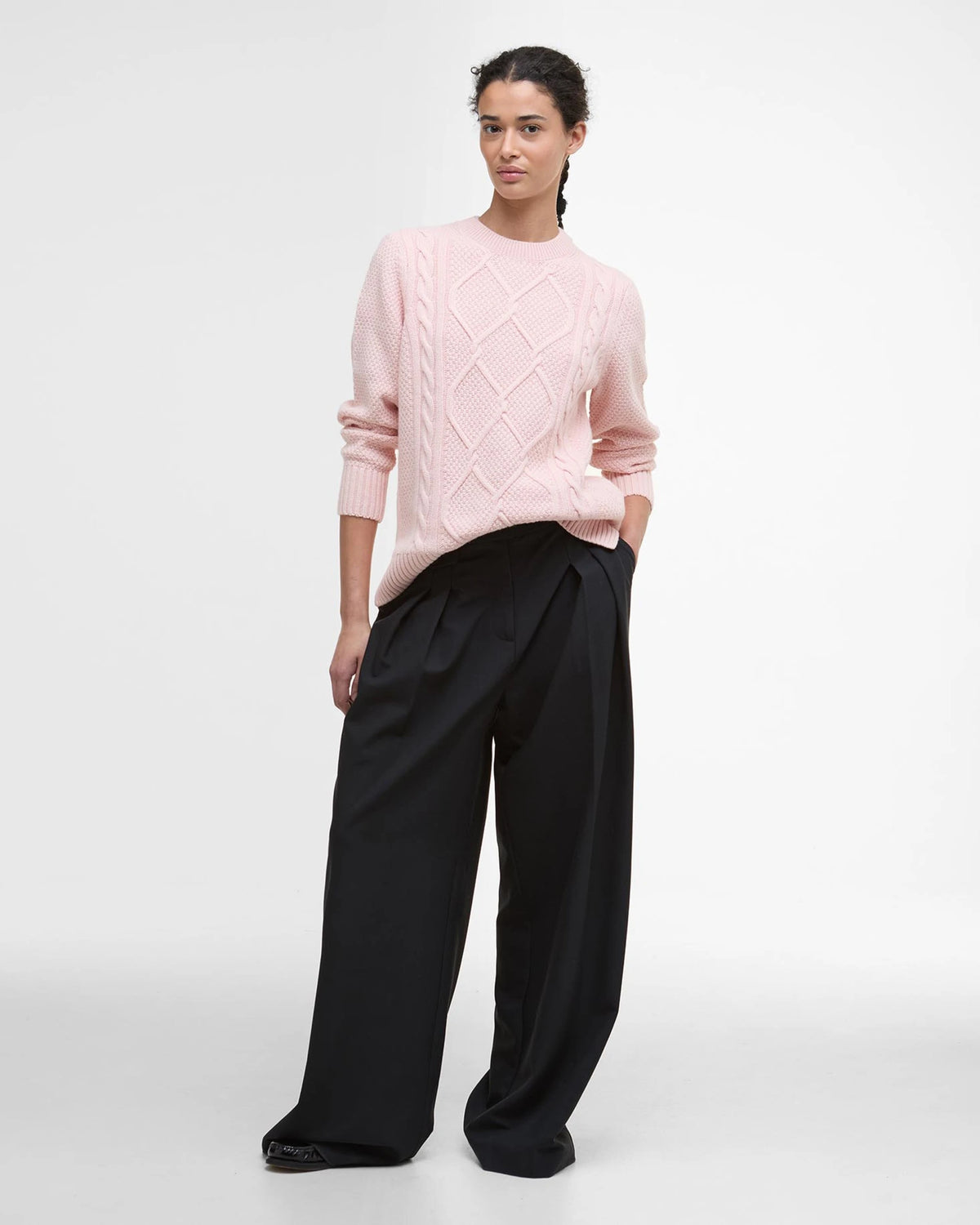Barbour Burne Crew Knit in Pink