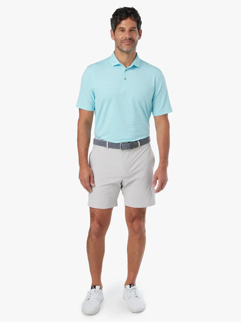 Compass Polo in Aqua Stripe