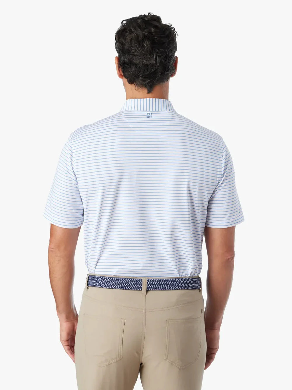 Men's Fair Harbor Compass Polo - Light Blue Stripe