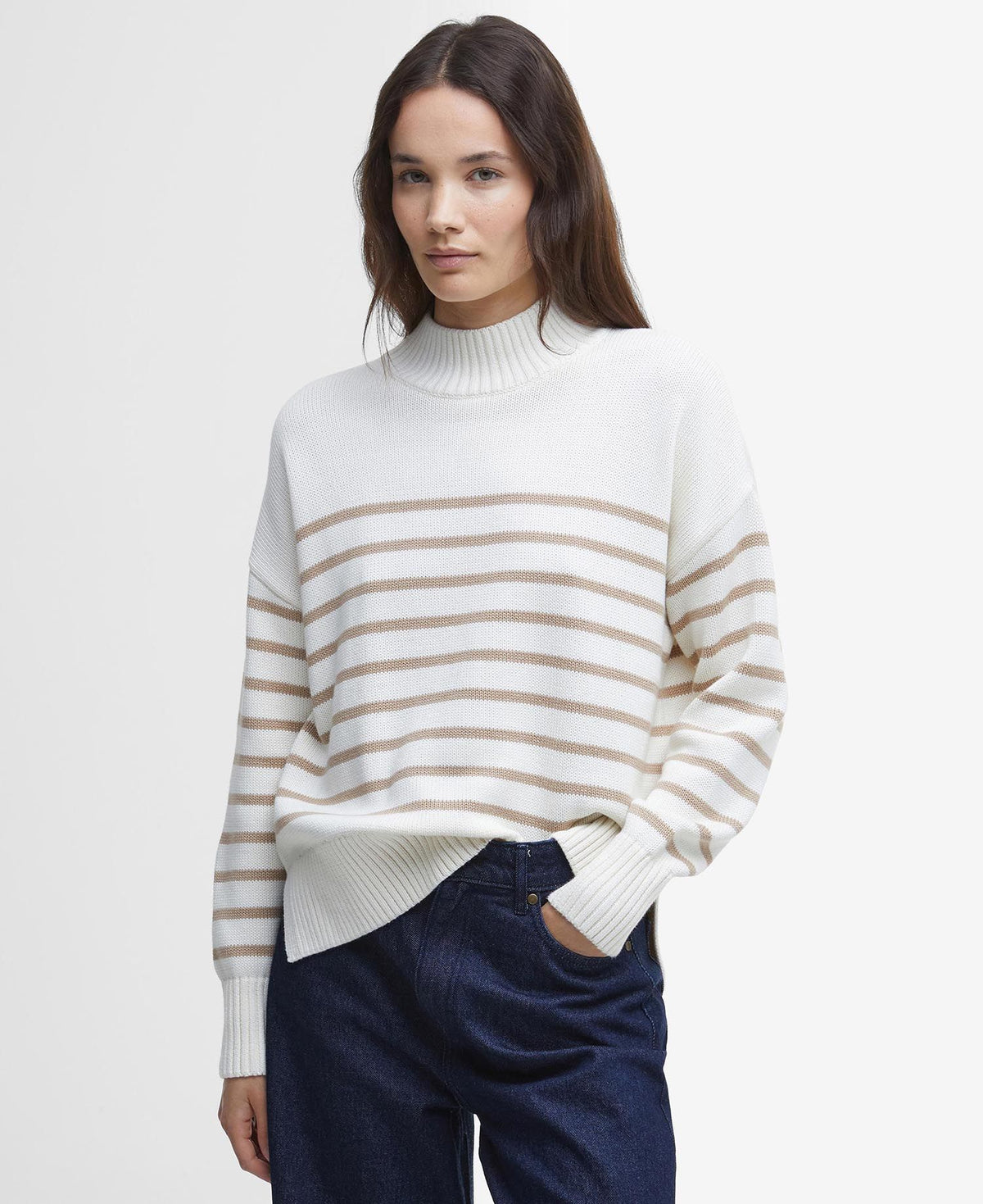 Barbour Shelly Knit in Cloud/Camel