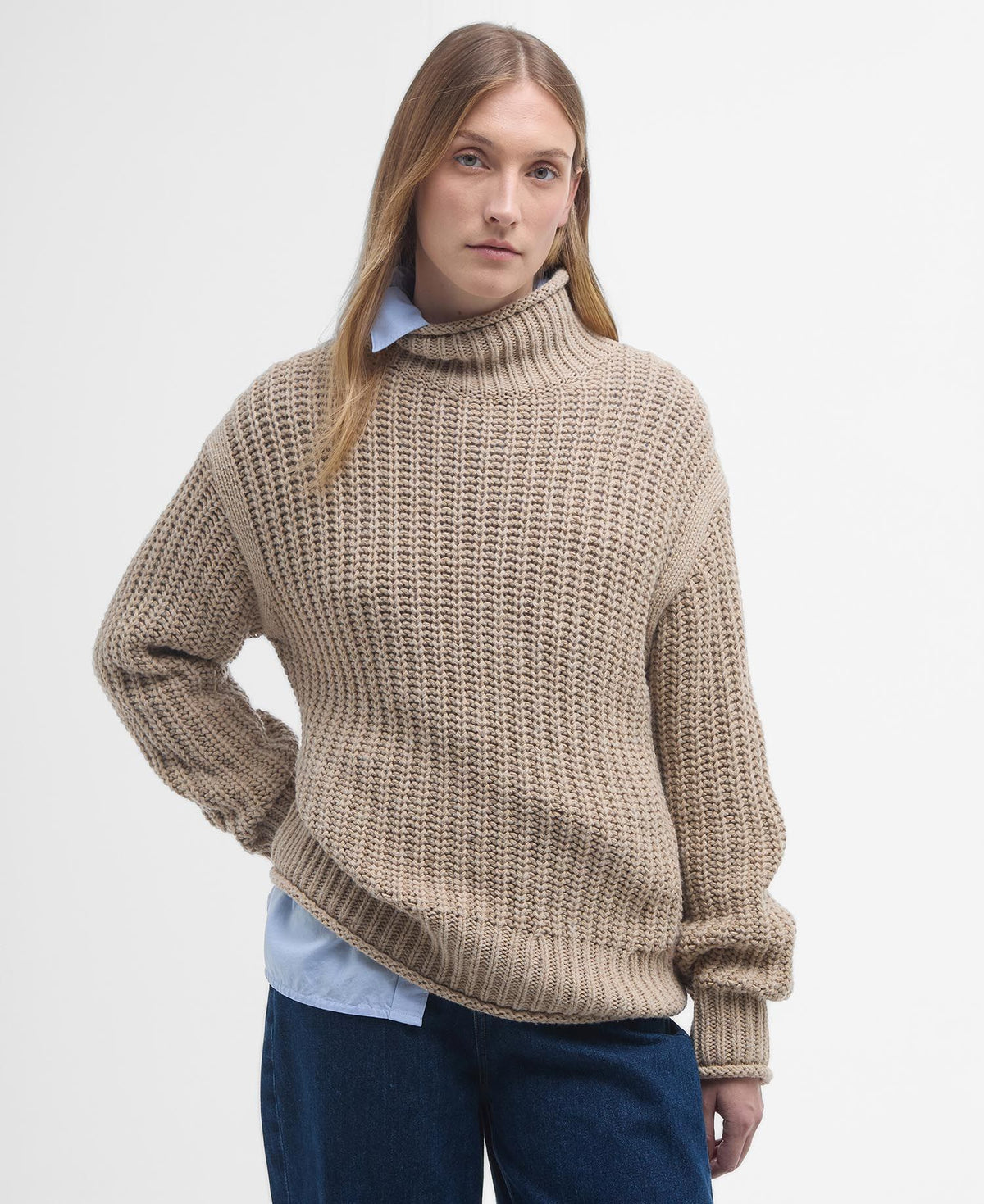 Barbour Rockcliffe Knitted Jumper in Camel