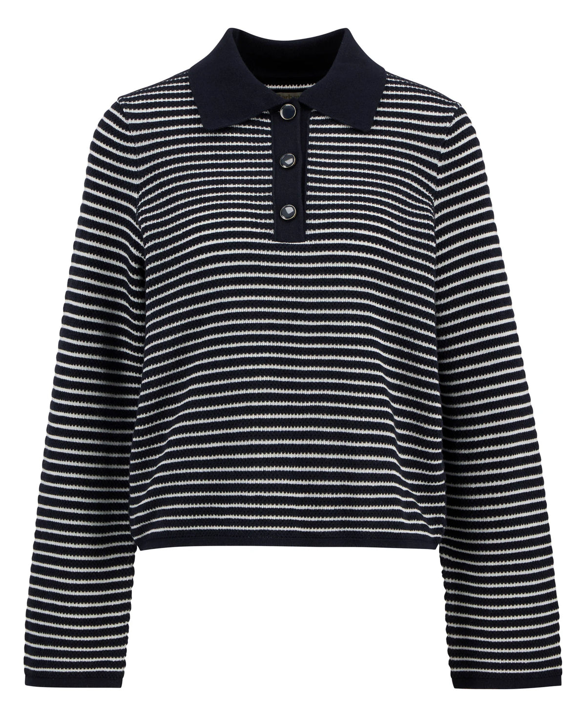 Barbour Inez Striped Collared Jumper in Navy Stripe