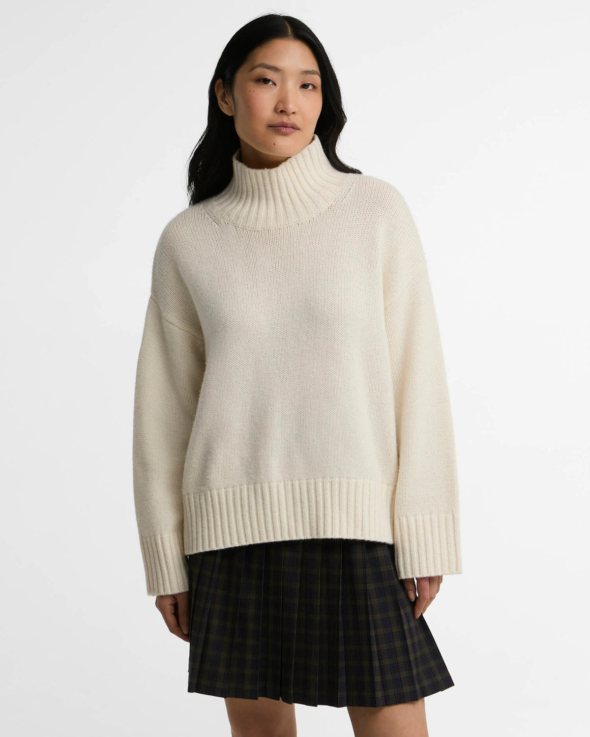 Barbour Woodhouse Cashmere-Blend Funnel Neck Jumper in Ecru