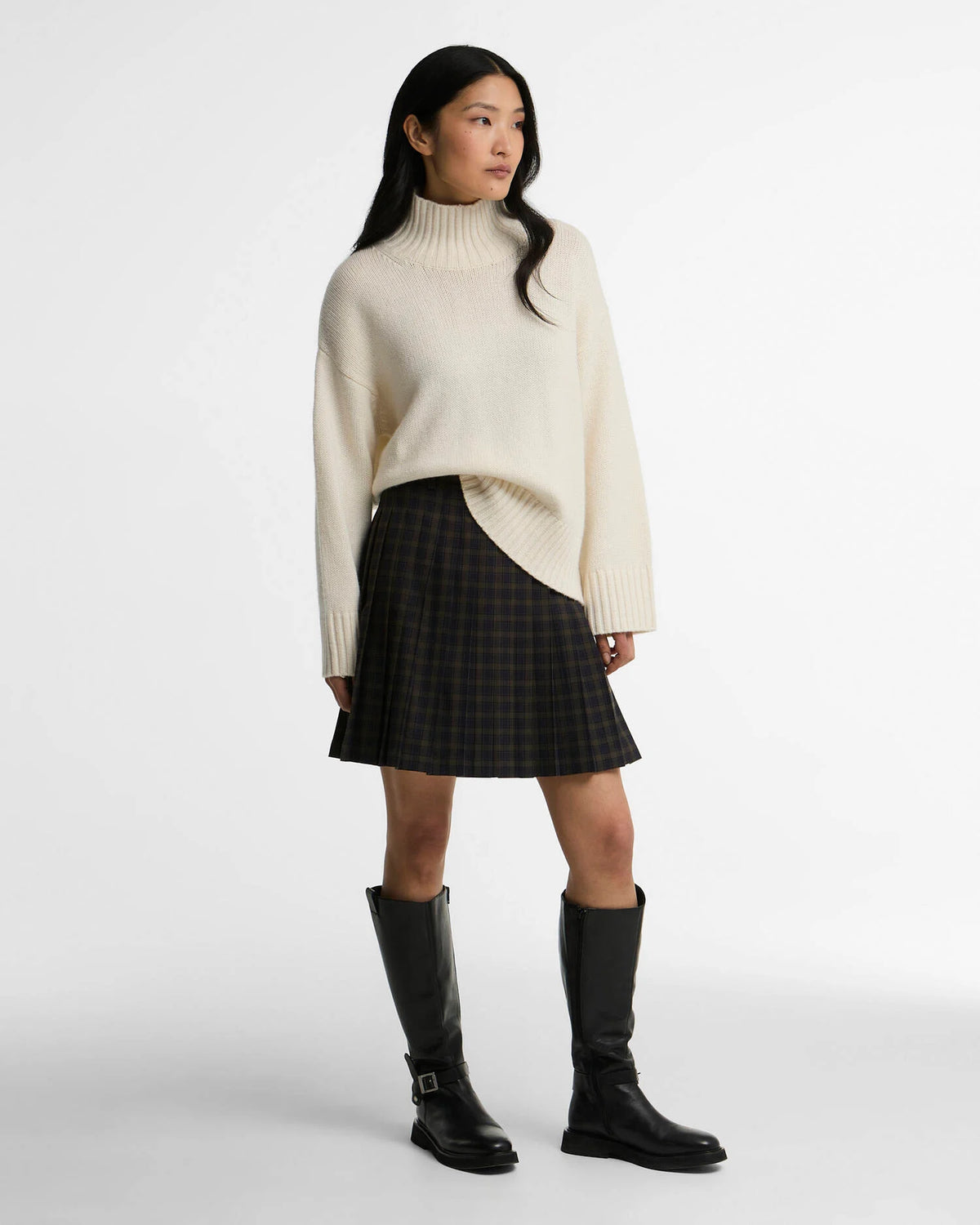 Barbour Woodhouse Cashmere-Blend Funnel Neck Jumper in Ecru