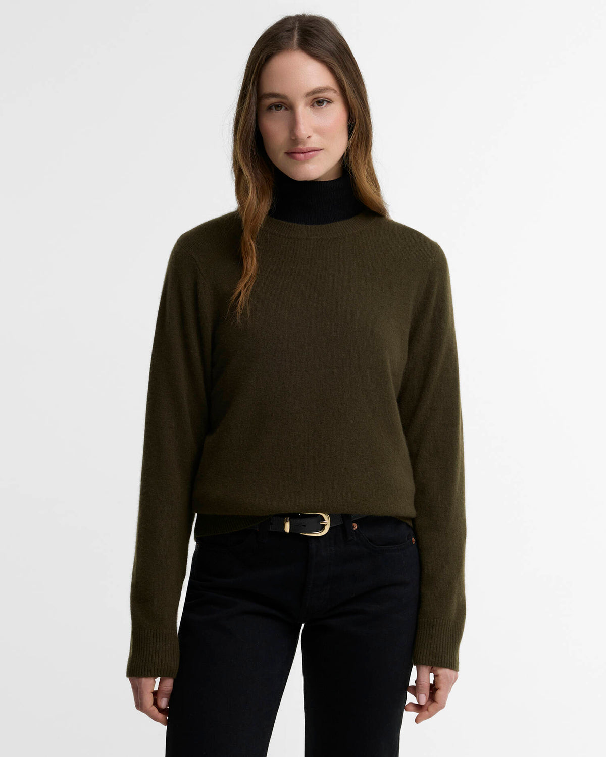 Barbour Penwood Cashmere Crew Neck Jumper in Olive