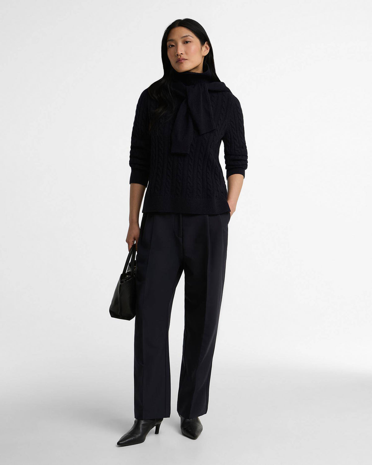 Barbour Ambleside Cable-Knit Rollneck Jumper in Navy