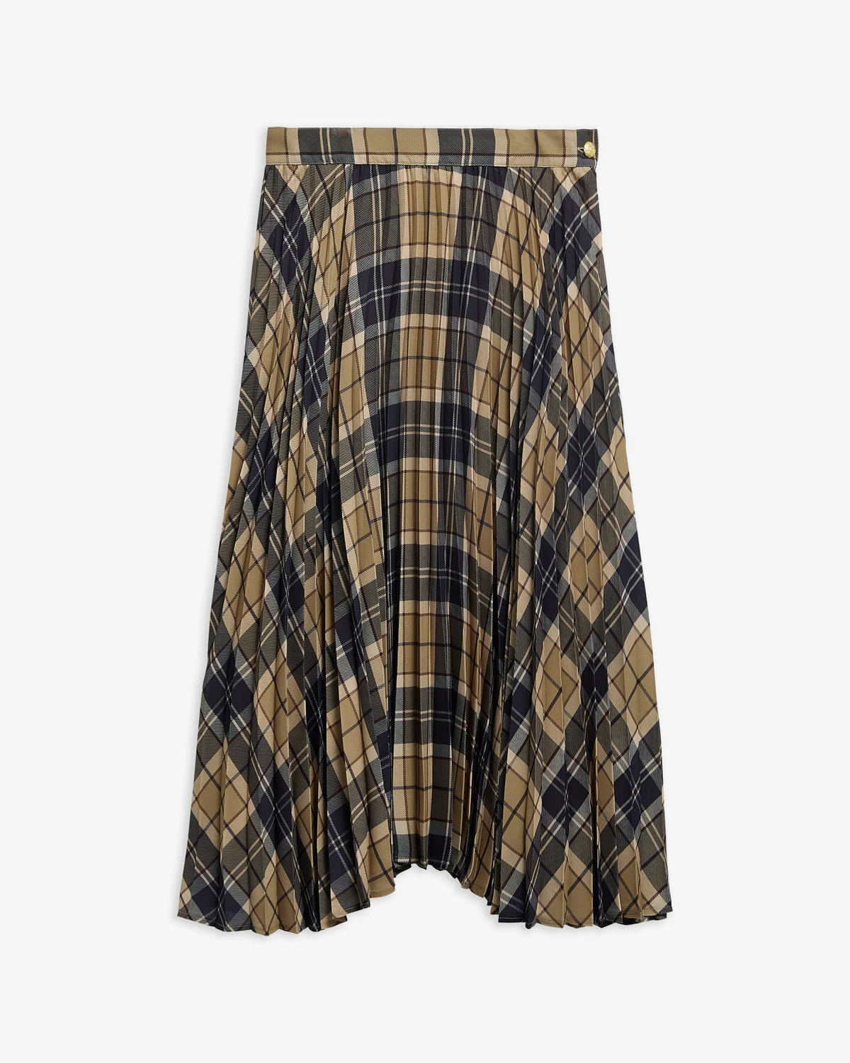 Barbour Ria Tartan Pleated Midi Skirt in Beachwood Tartan