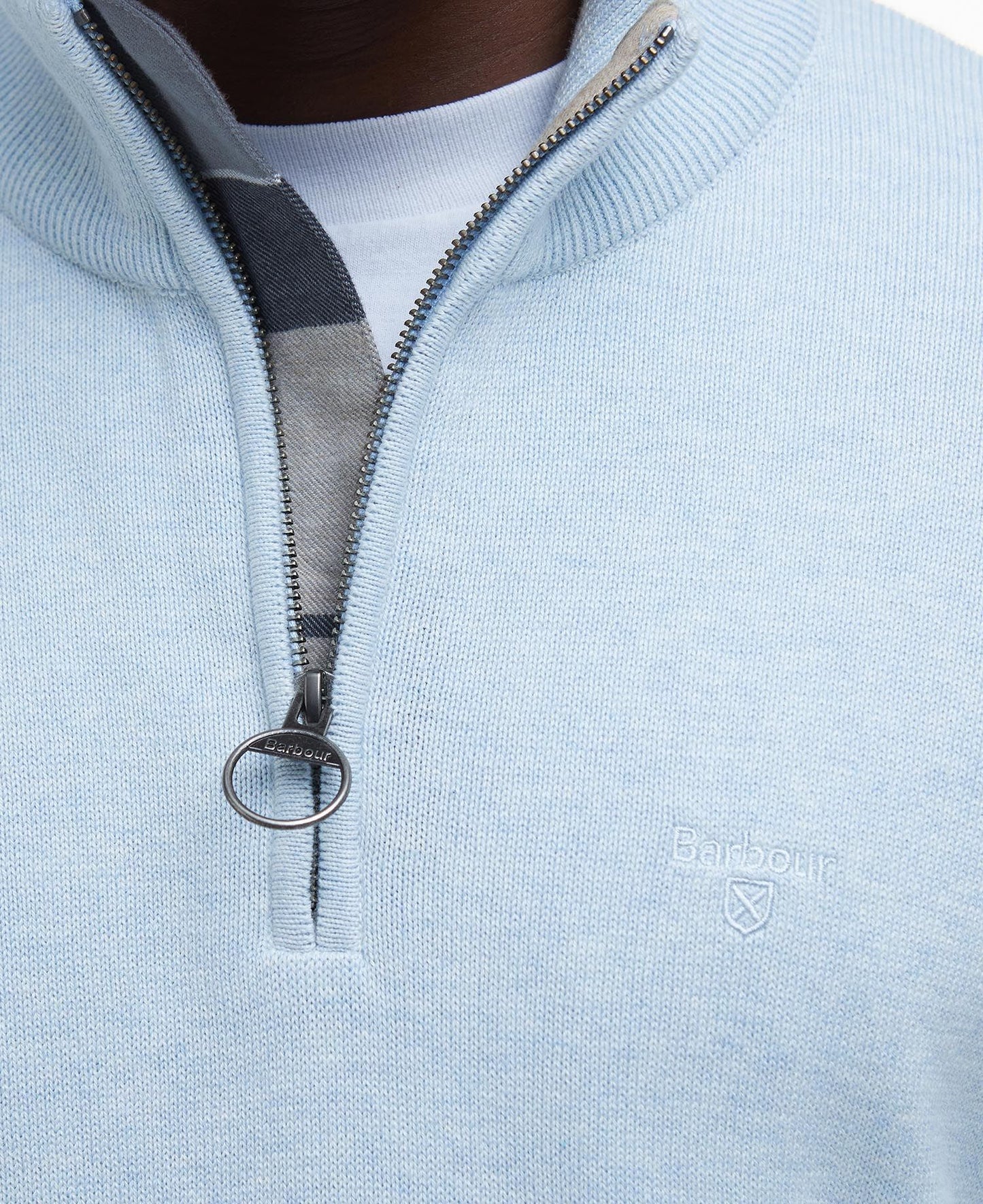Barbour Cotton Half Zip Sweater - Ocean Sky