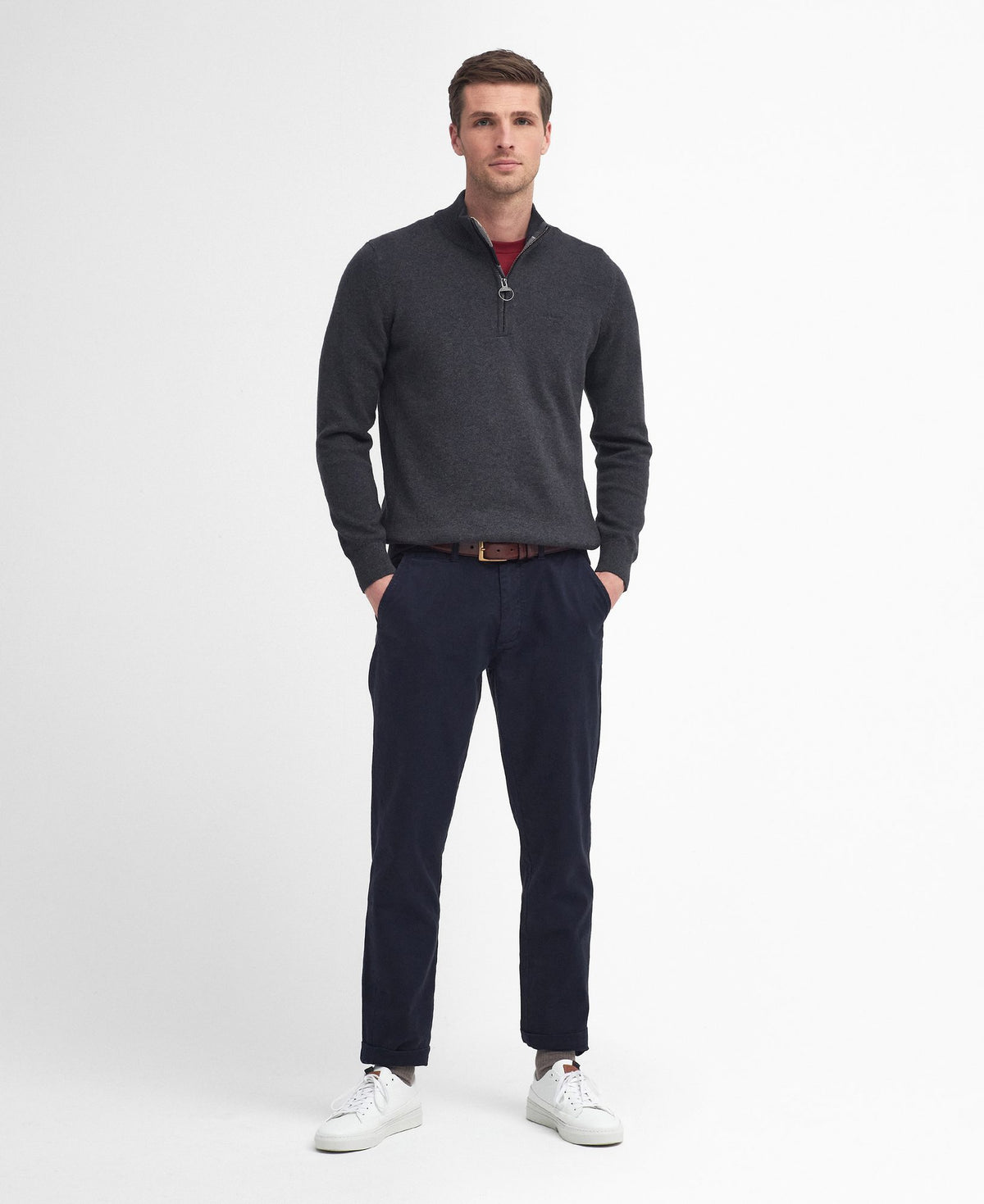 Barbour Cotton Quarter-Zip Jumper in Charcoal