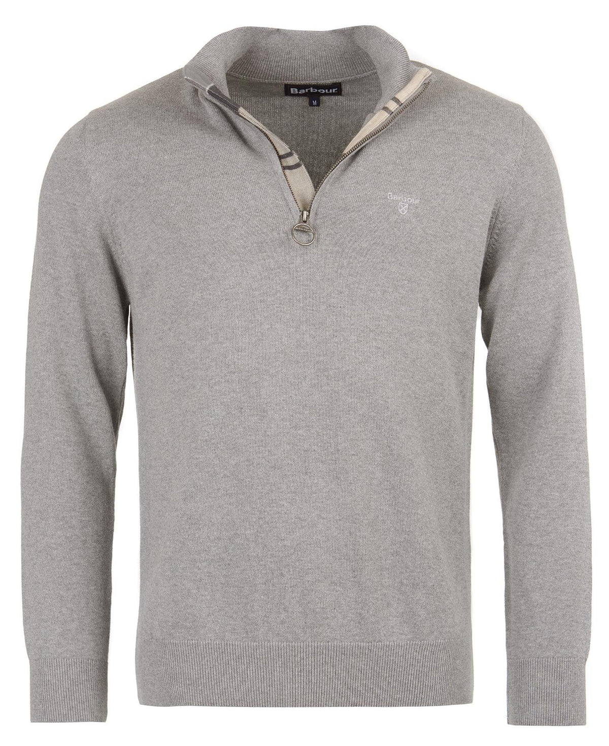 Barbour Cotton Quarter-Zip Jumper in Grey Marl