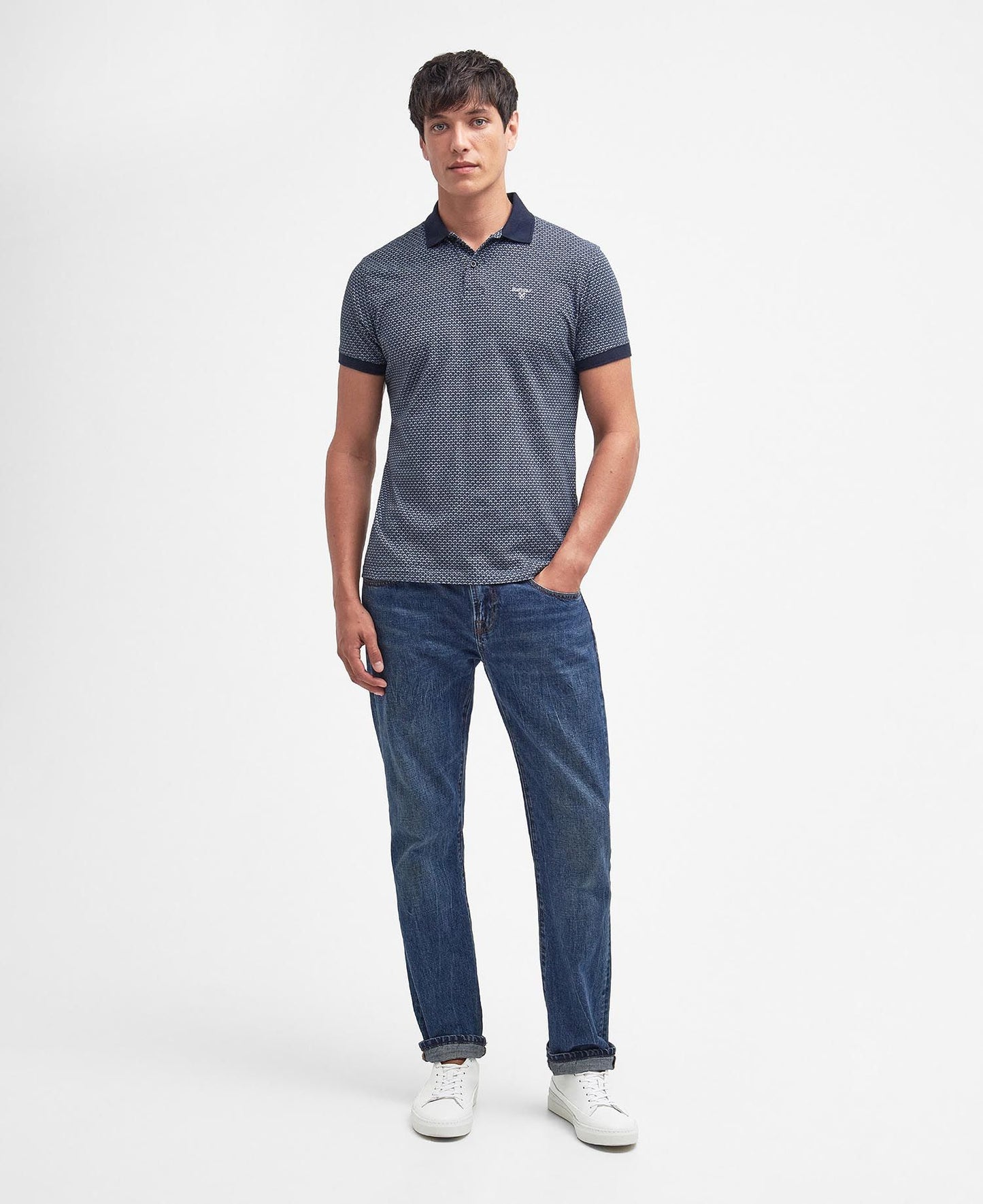 Barbour Shell Printed Polo - Navy