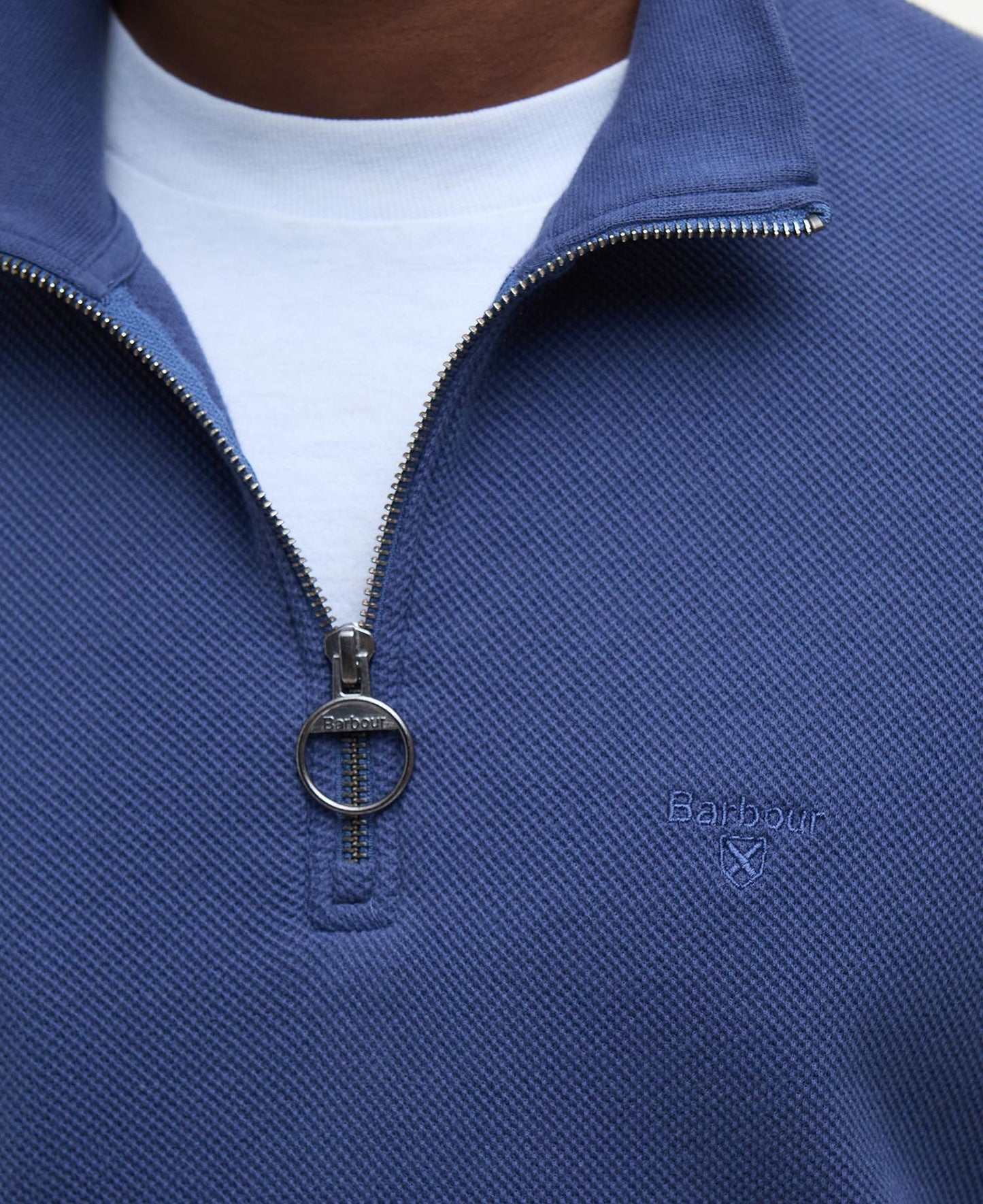 Barbour Pique Interlock Half Zip Sweatshirt - Blue