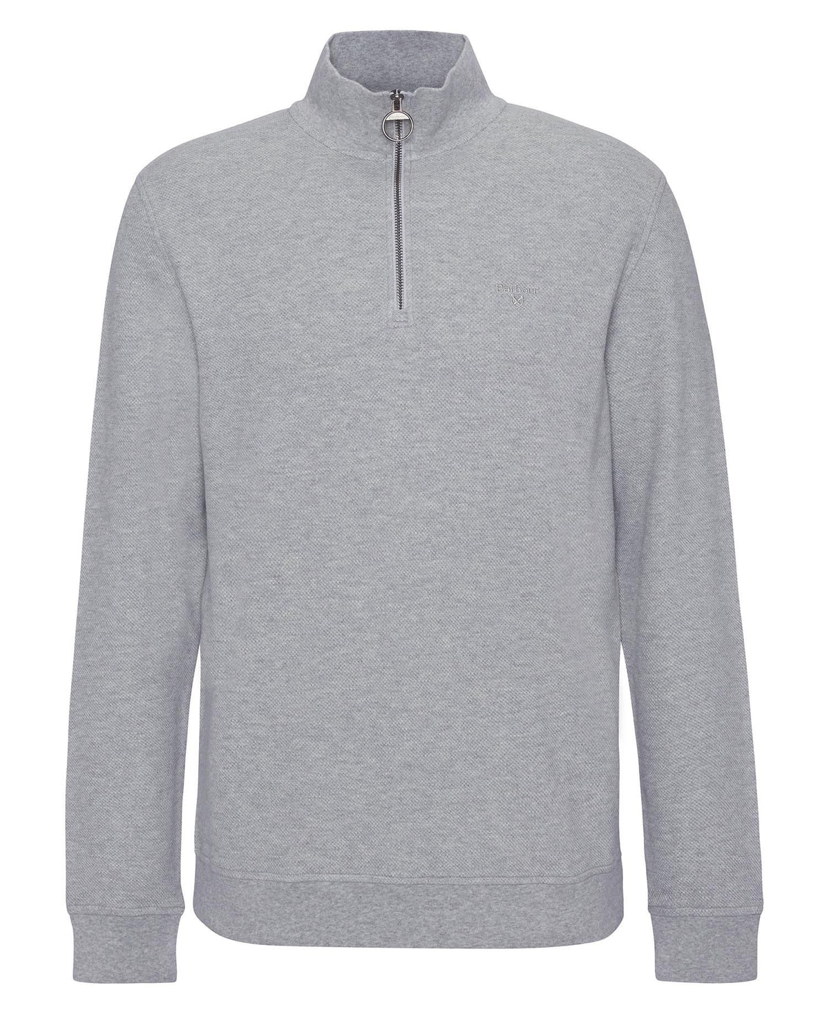 Barbour Pique Interlock Half Zip Sweatshirt in Grey