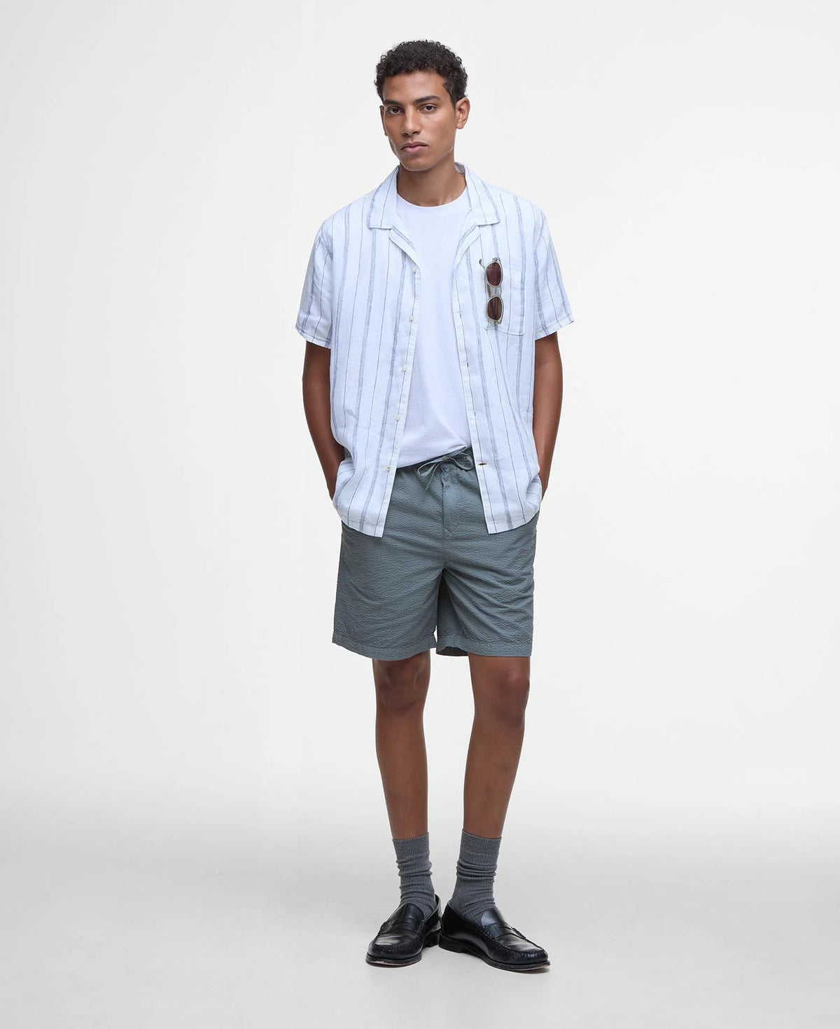 Barbour Seersucker Short in Vintage Teal
