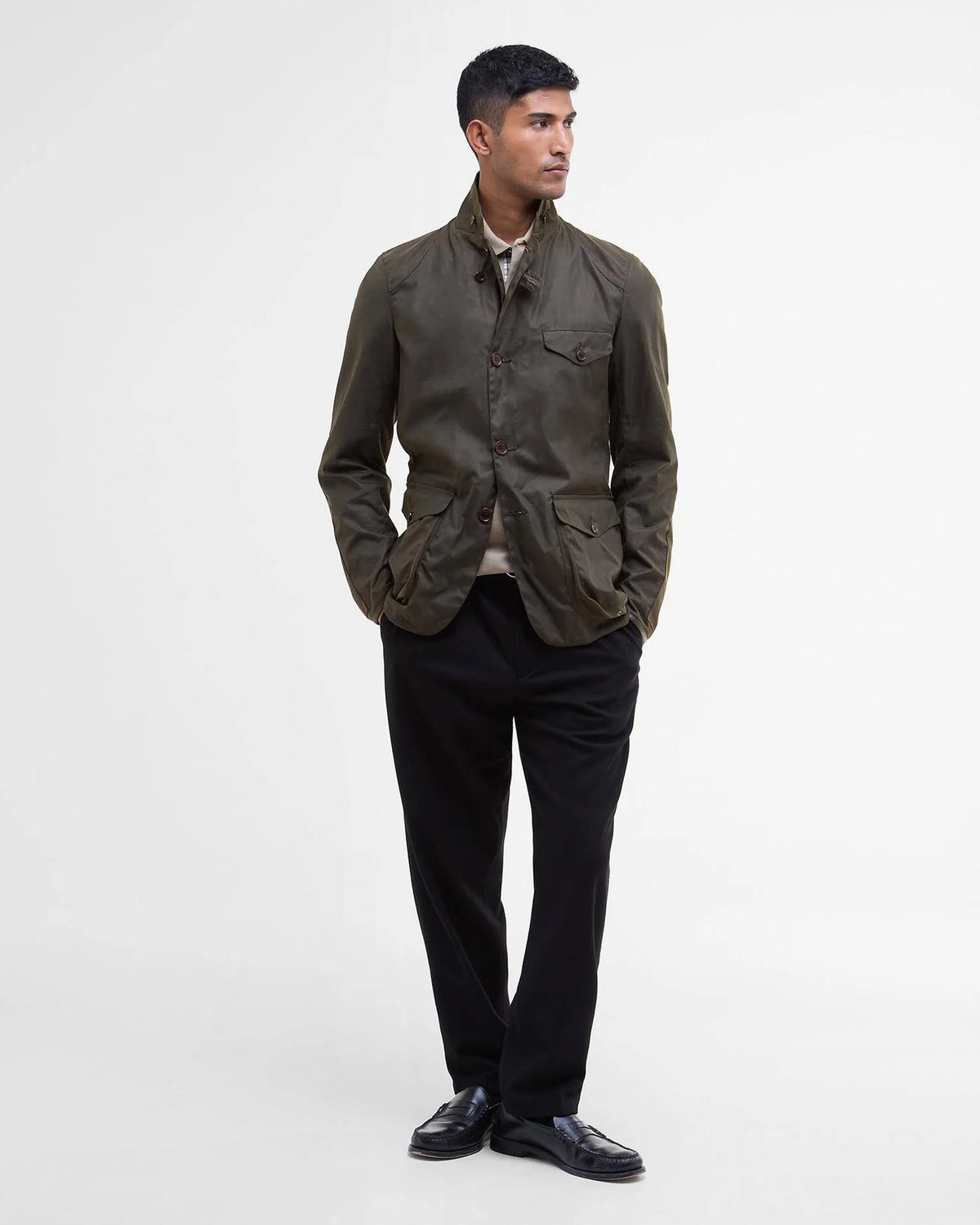 Barbour Beacon Sports Waxed Jacket in Olive