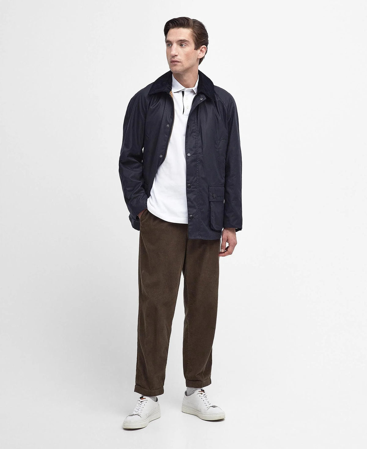 Barbour Ashby Waxed Jacket in Classic Navy