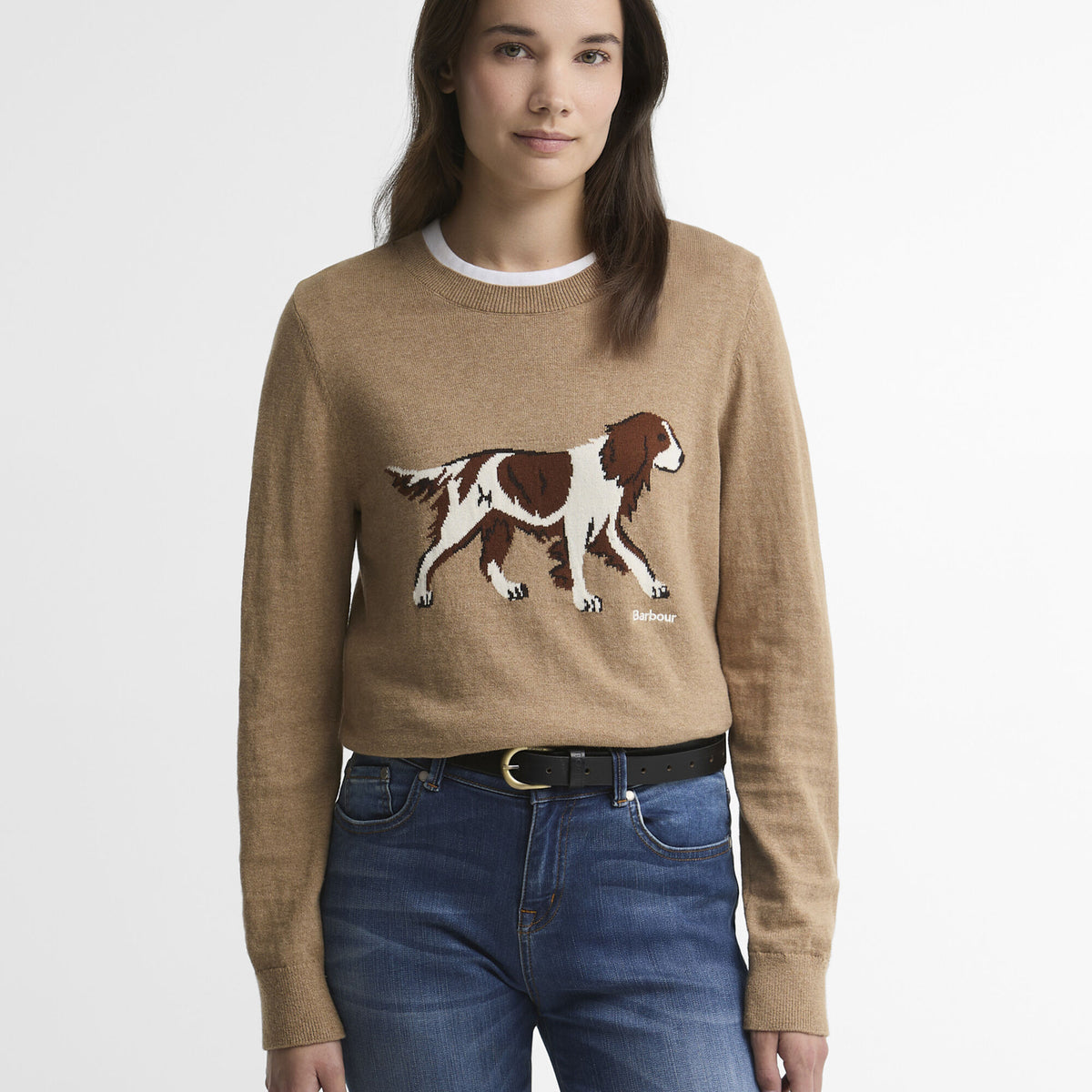 Barbour Fareham Crew Neck Jumper in Warm Trench