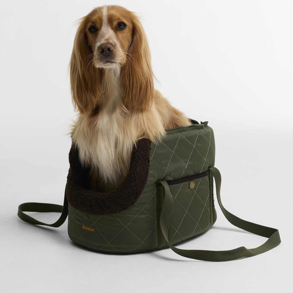 Barbour Small Quilted Dog Carrier in Olive