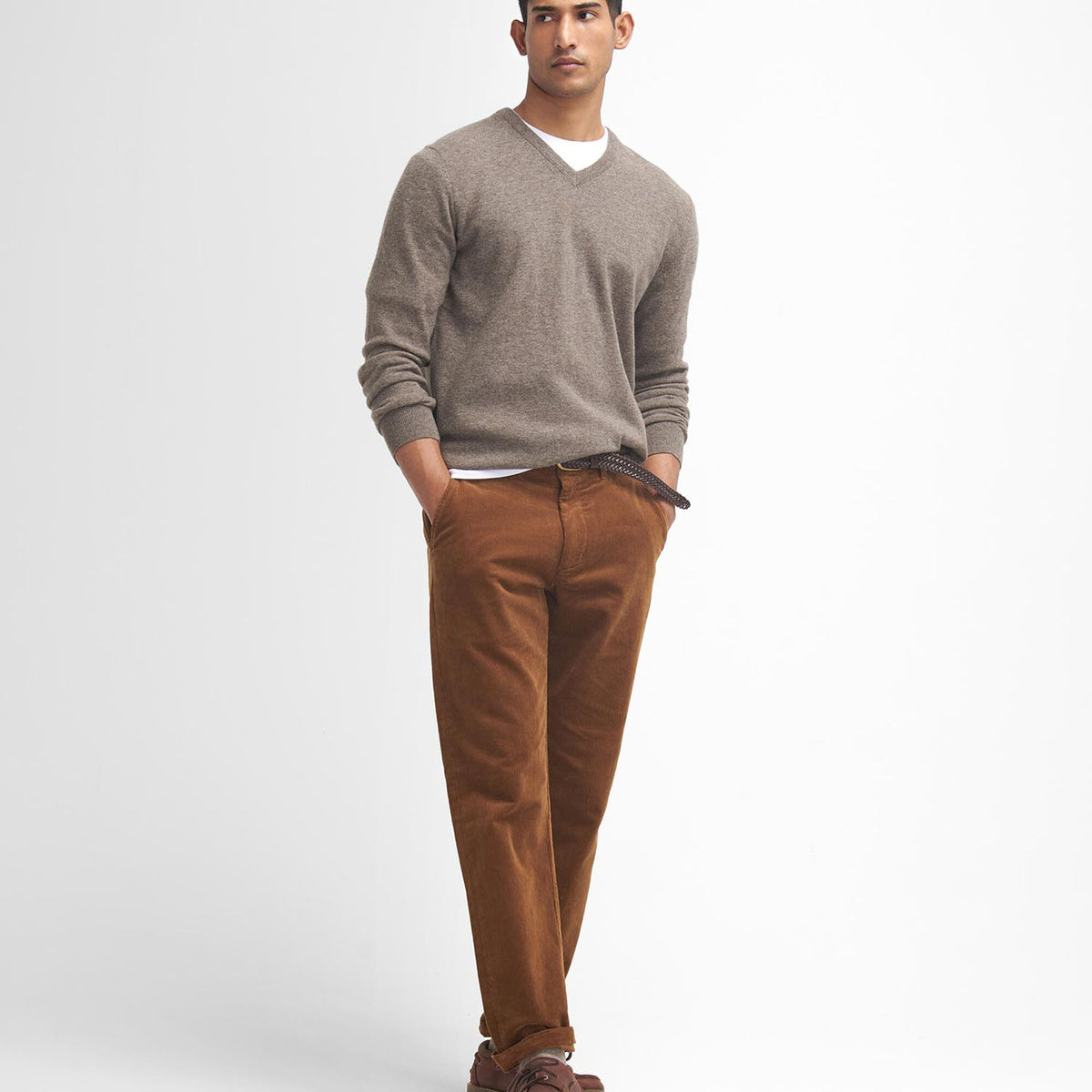 Barbour Stretch Cord Tailored Trousers in Dark Honey