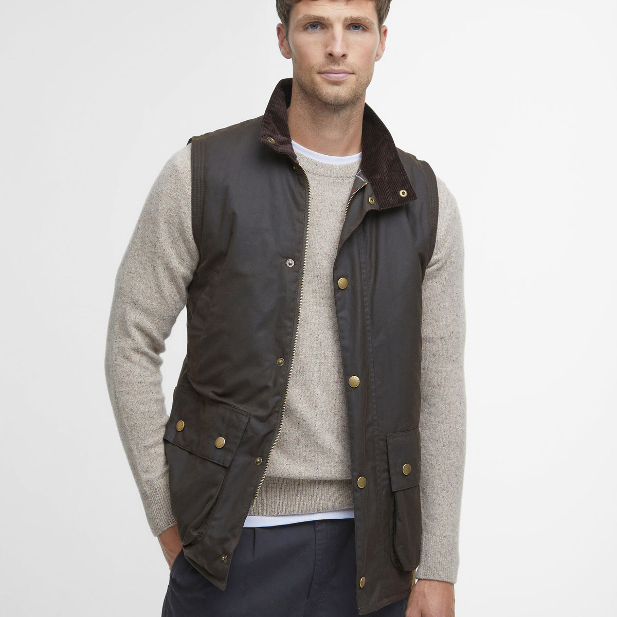 Barbour Westmorland Waxed Gilet in Olive