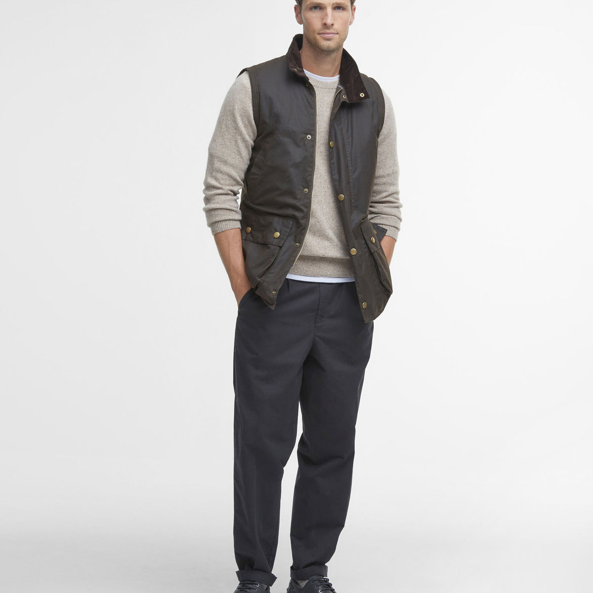 Barbour Westmorland Waxed Gilet in Olive