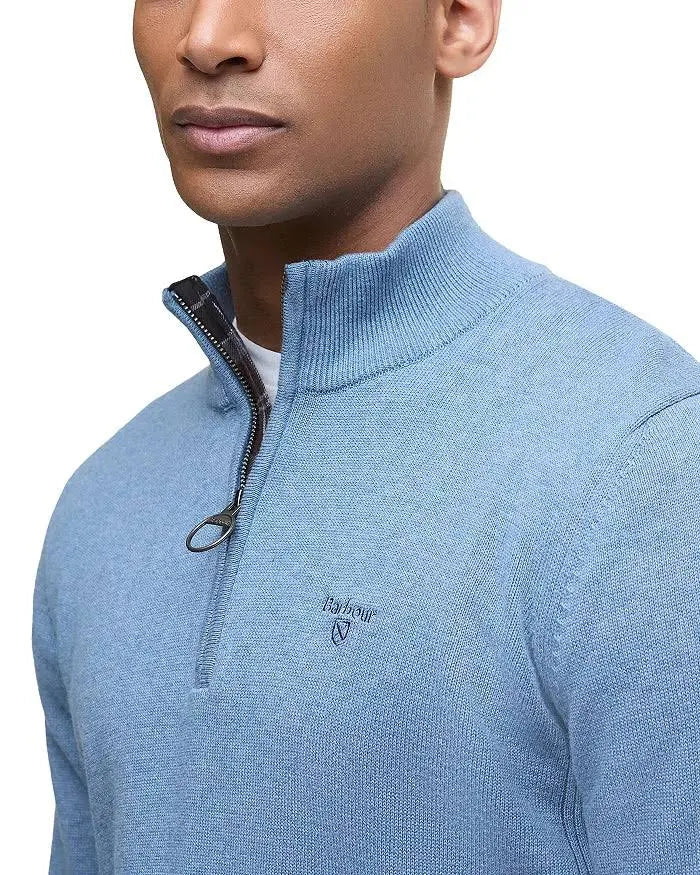 Barbour Cotton Half Zip Sweater -Blue Stone