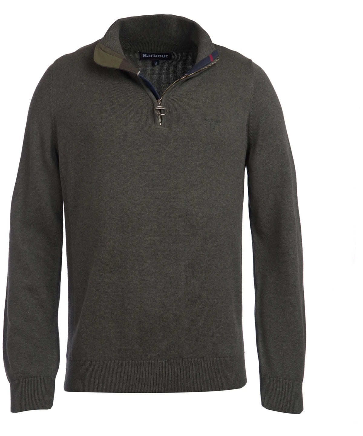 Barbour Cotton Quarter-Zip Jumper in Olive Marl
