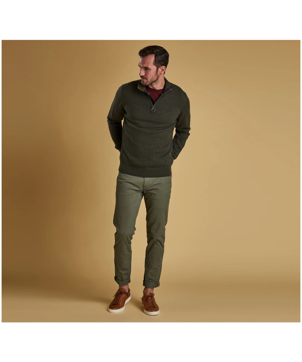 Barbour Cotton Half Zip Sweater - Olive Marl