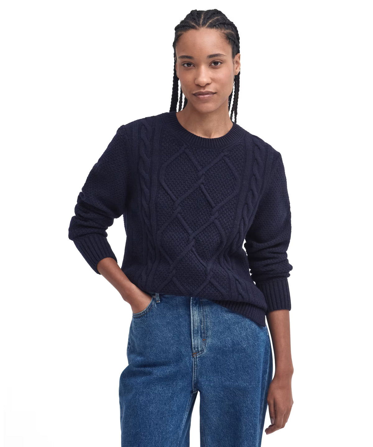 Barbour Burne Crew Knit in Navy