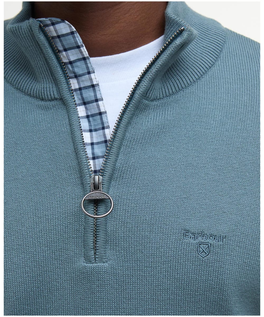 Barbour Cotton Half Zip Sweater - Vintage Teal