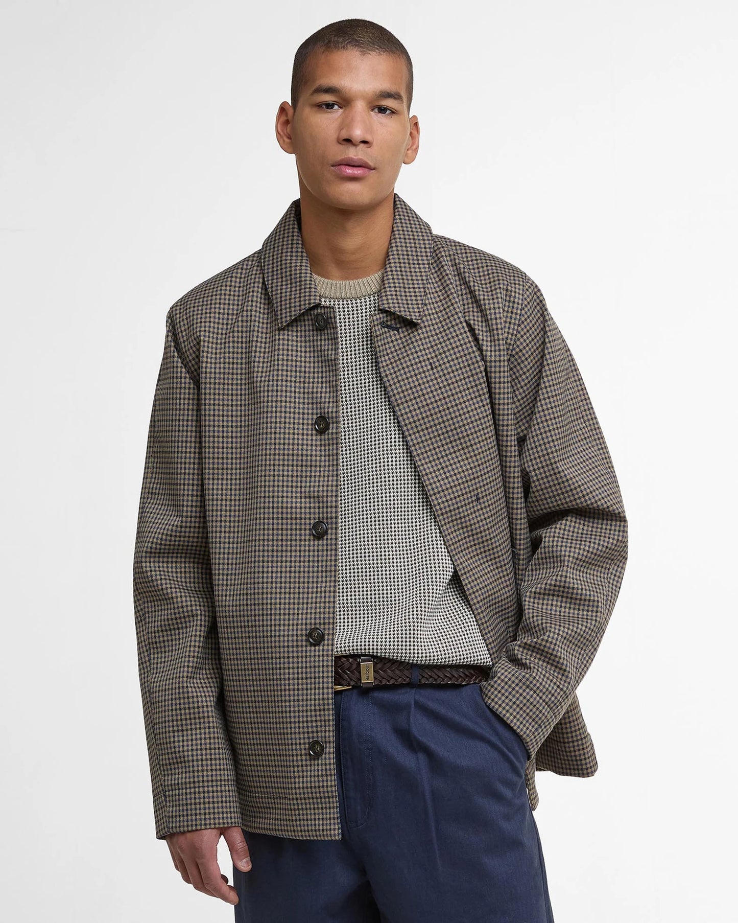 Barbour Check Short Lorden Showerproof - Stone/Navy Check