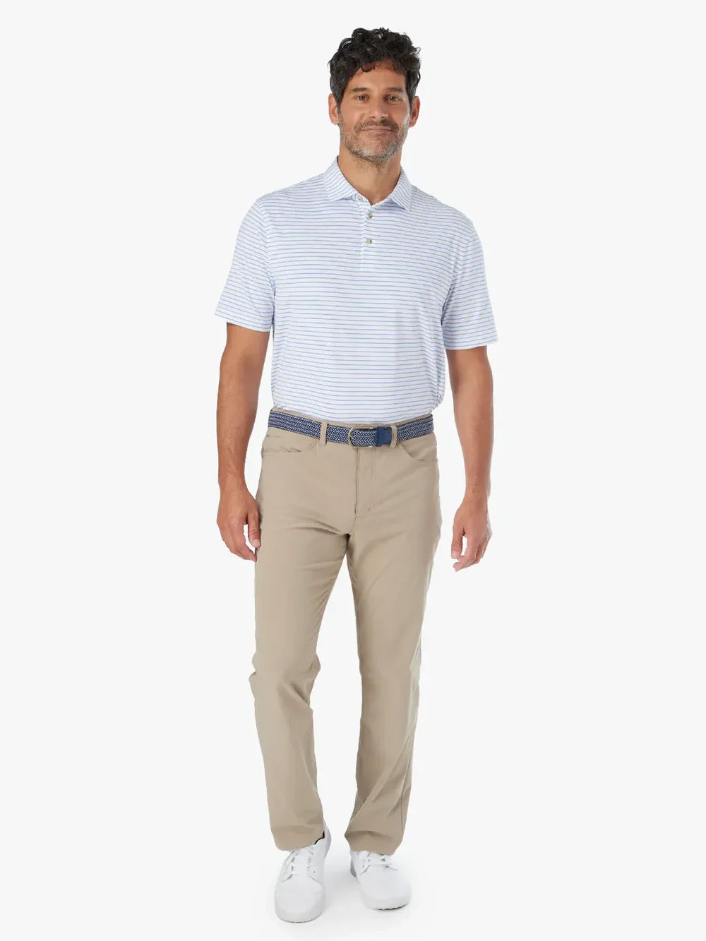 Men's Fair Harbor Compass Polo - Light Blue Stripe
