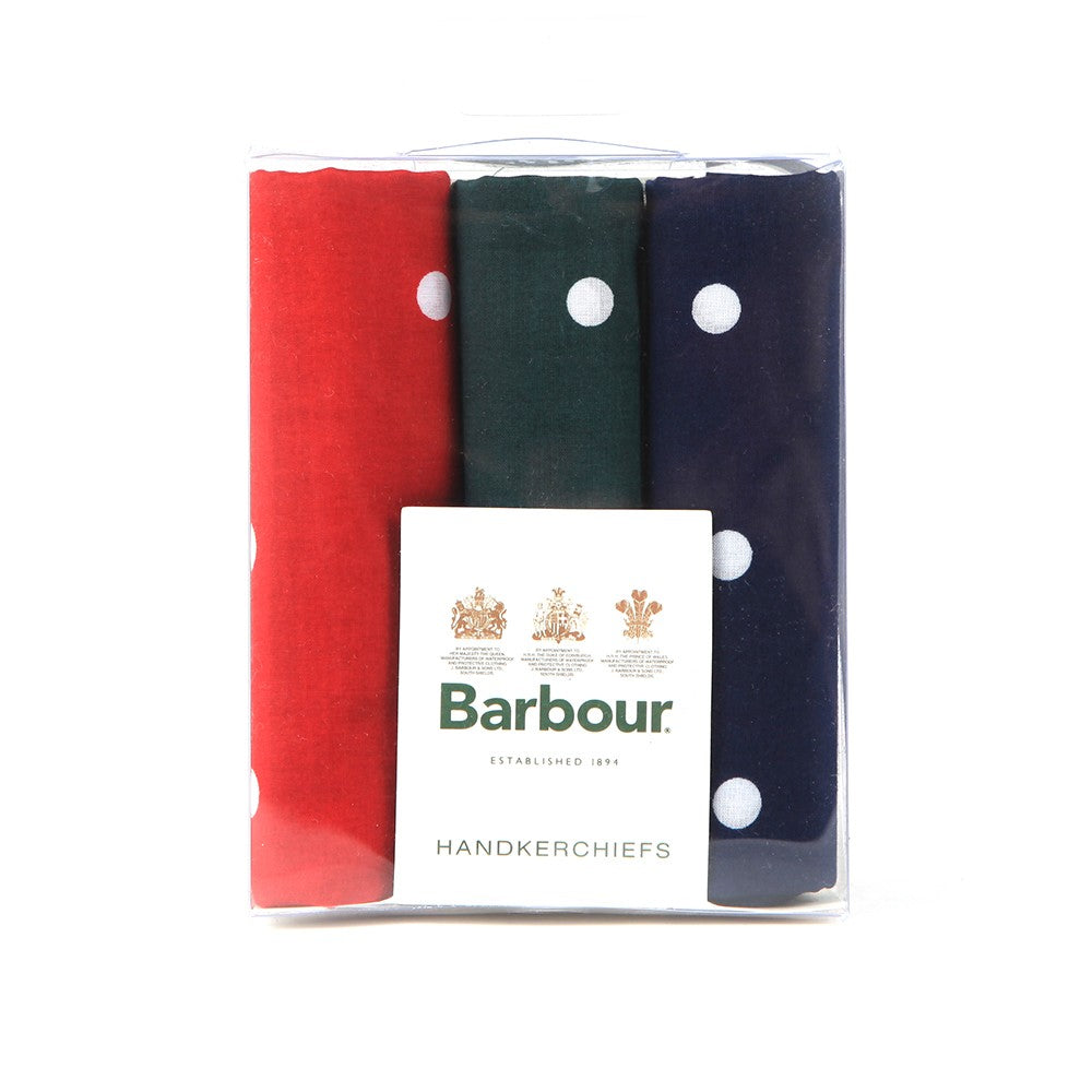 Barbour 3-Pack Handkerchiefs in Red, Green, Navy