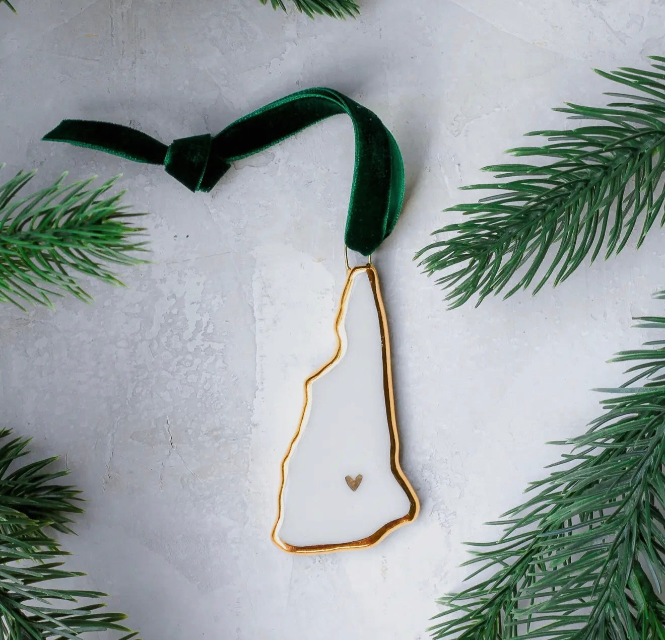 Handmade NH Ceramic Ornament 22k Gold