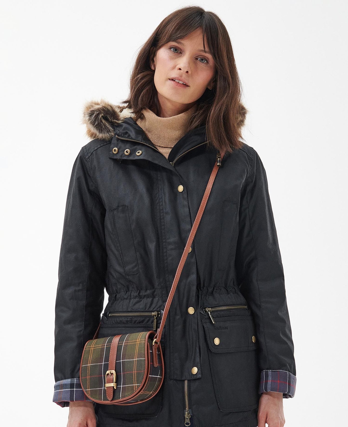 Barbour Katrine Tartan Leather Saddle Bag