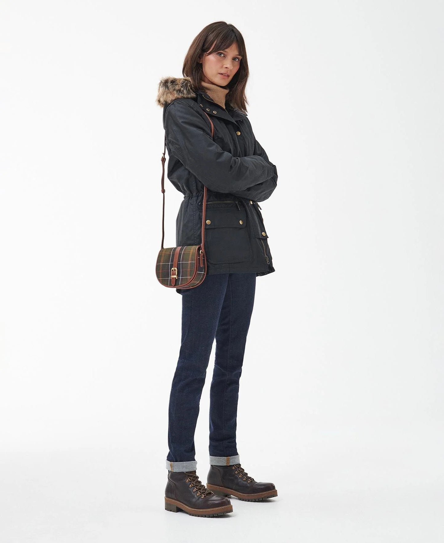 Barbour Katrine Tartan Leather Saddle Bag