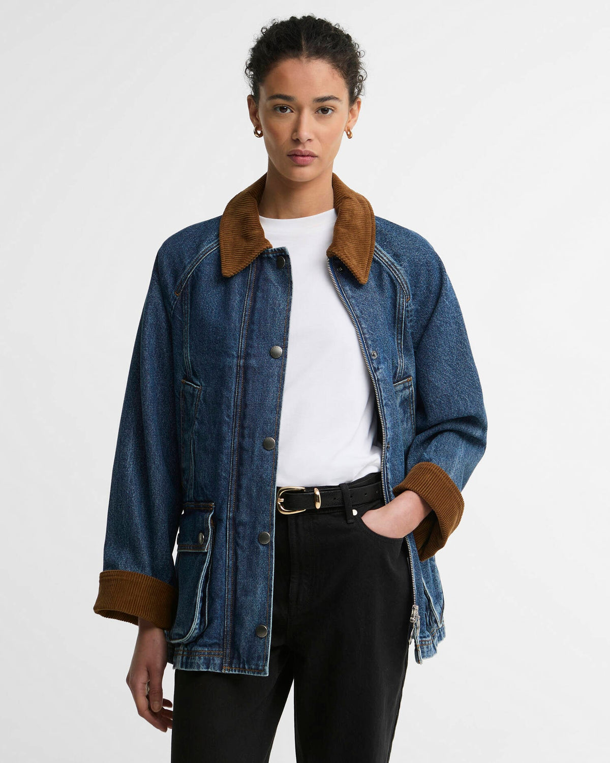 Barbour Modern Beadnell Denim Jacket in Mid Blue Denim/Classic