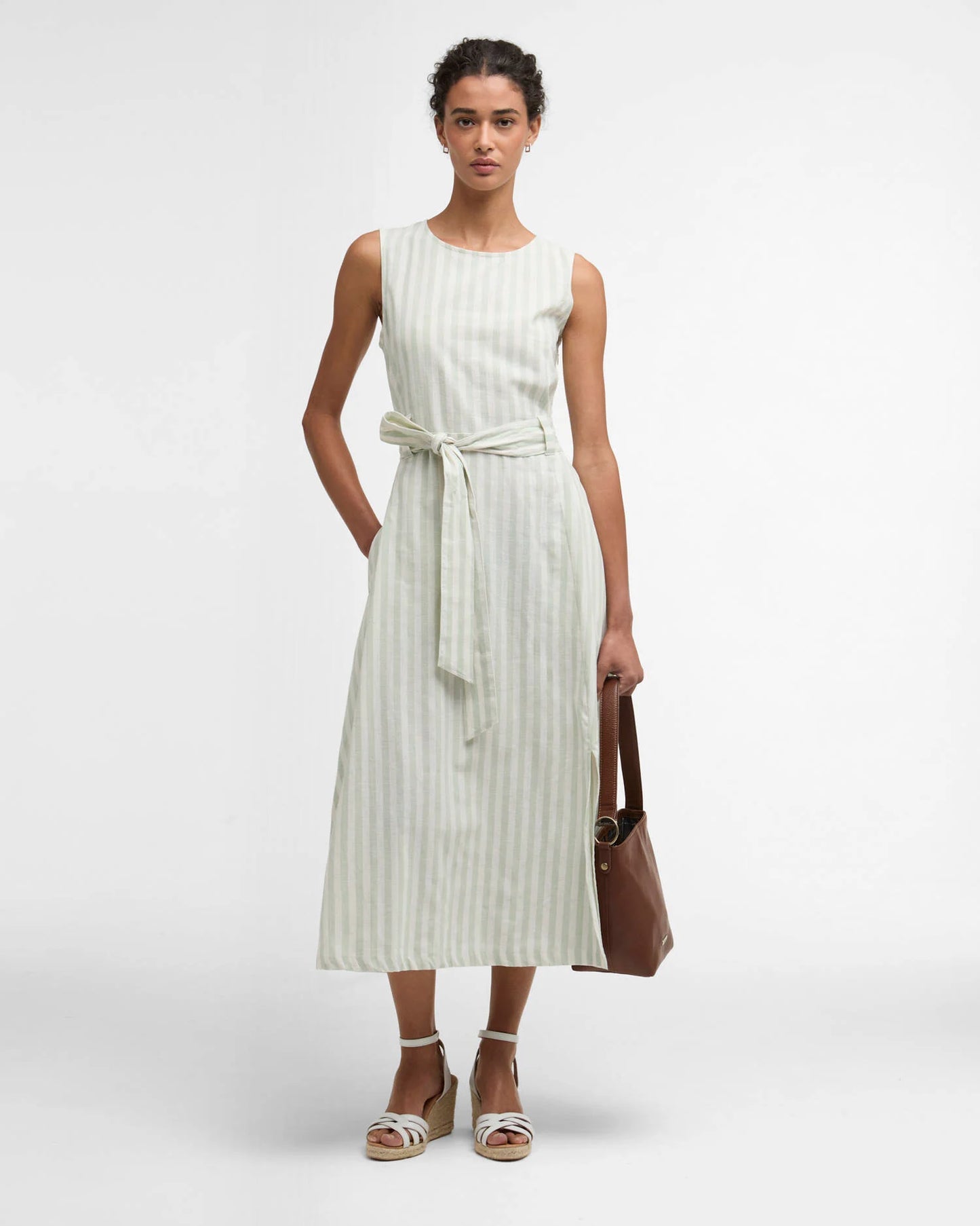 Barbour Inez Striped Midi Dress - Spearmint Stripe