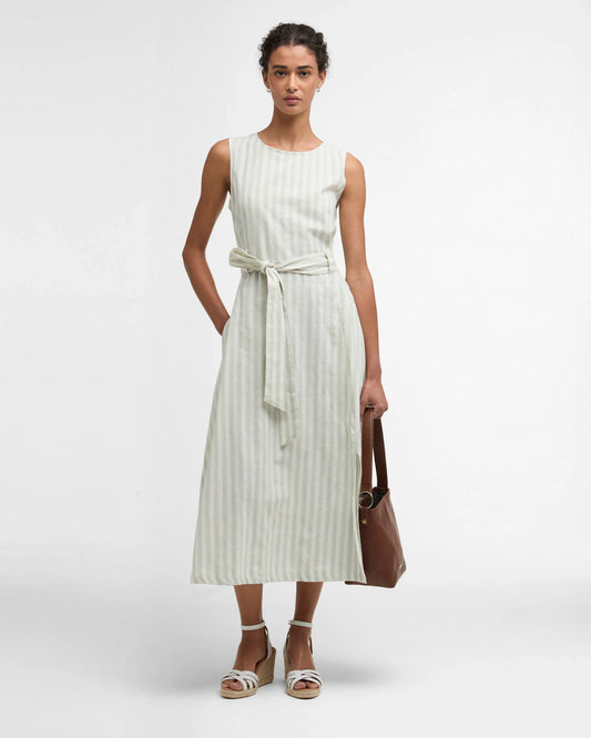 Barbour Inez Striped Midi Dress - Spearmint Stripe