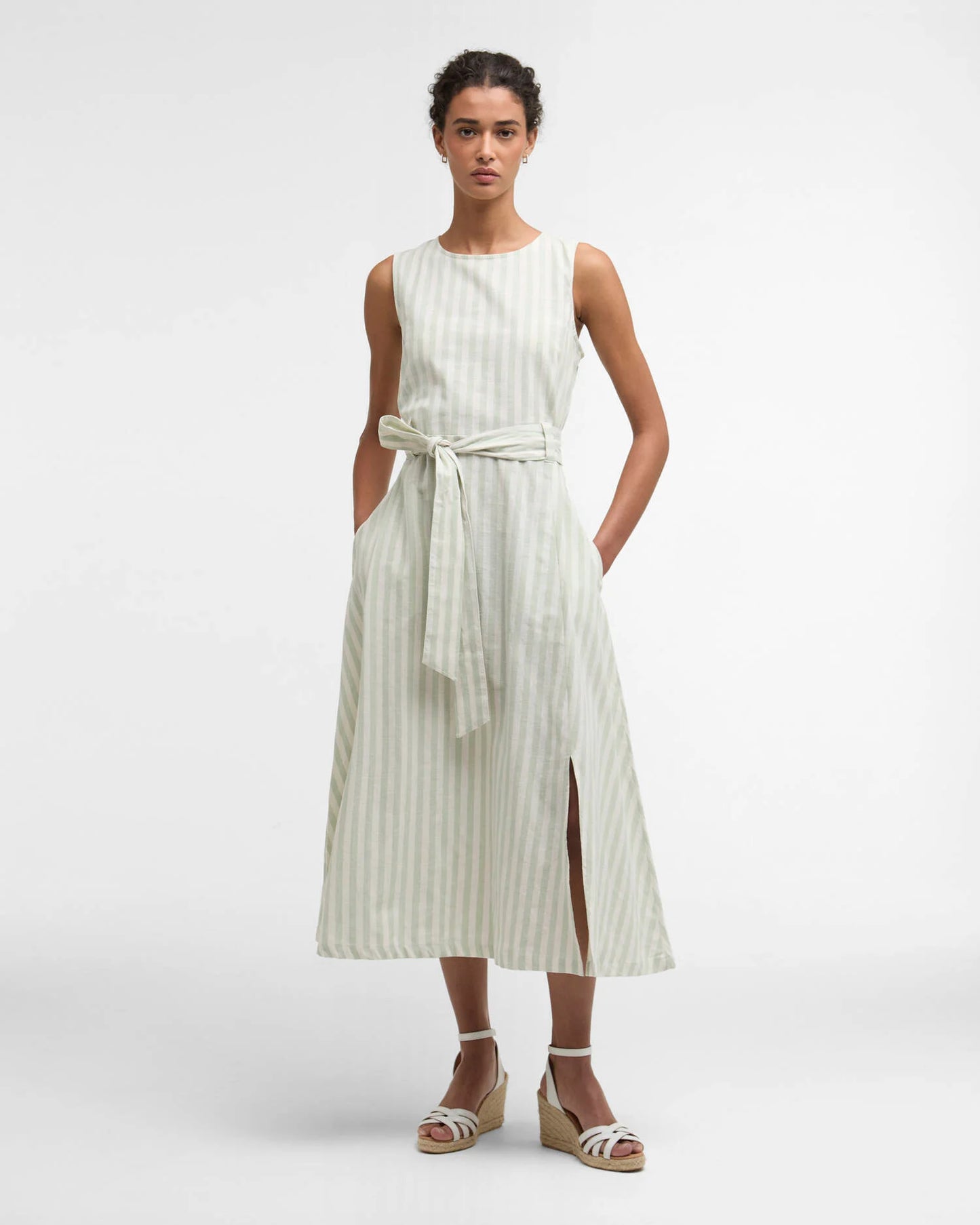 Barbour Inez Striped Midi Dress - Spearmint Stripe