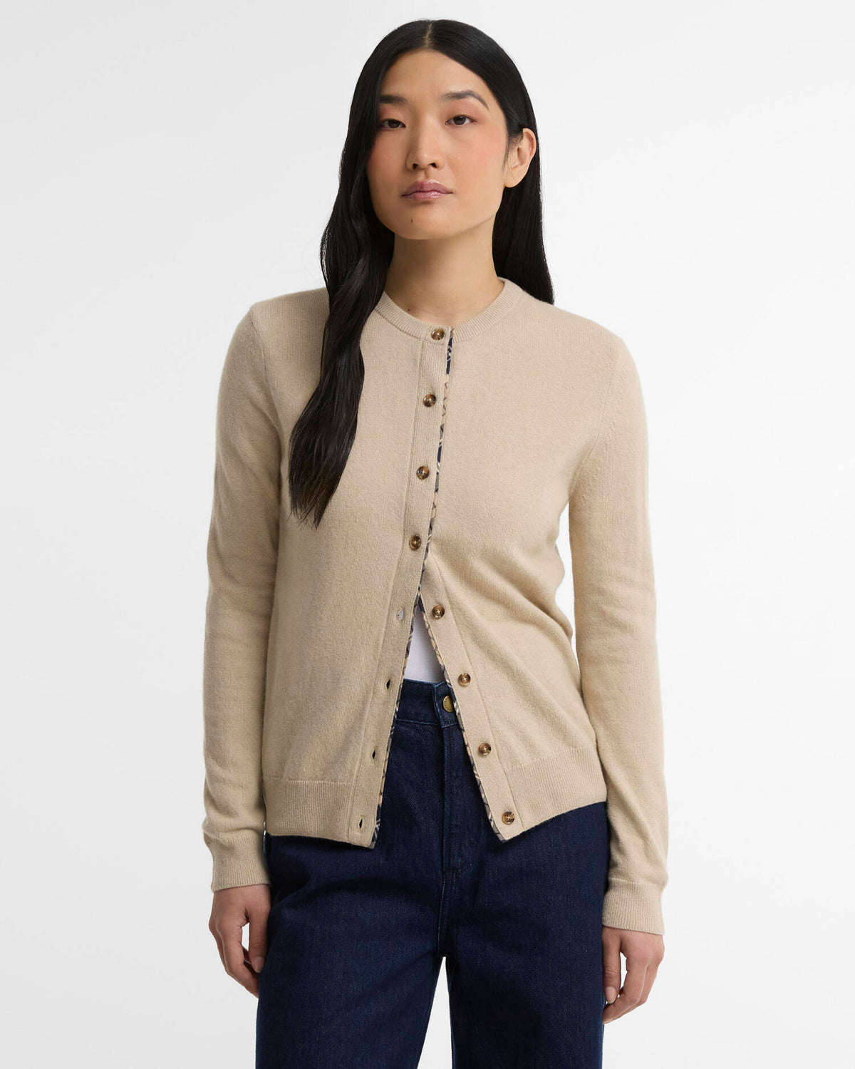 Barbour Pendle Cardigan in Honey/Birchwood Tartan