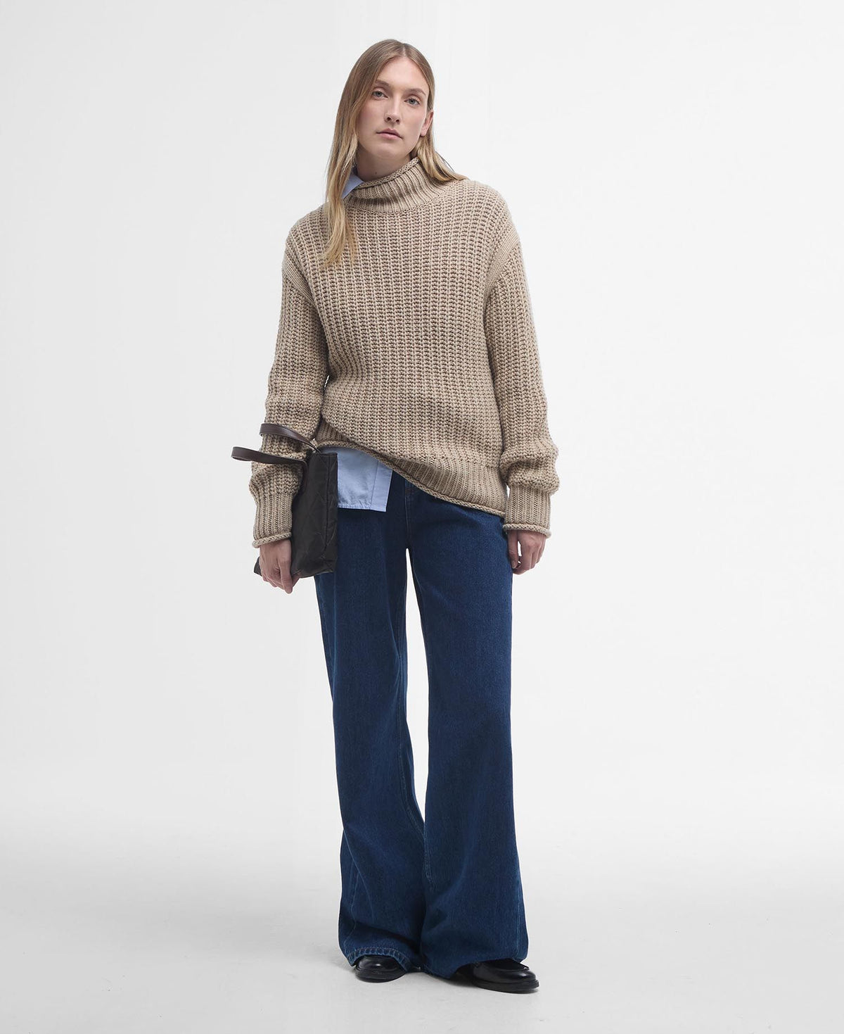 Barbour Rockcliffe Knitted Jumper in Camel