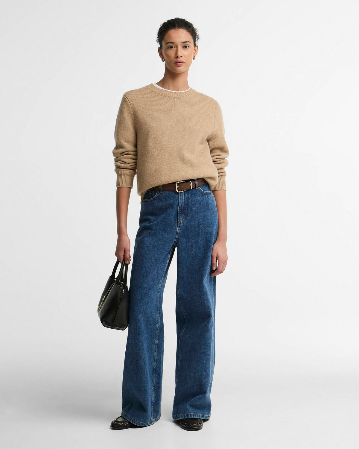Barbour Woodhouse Wool-Cashmere Crew Neck Jumper in Warm Trench