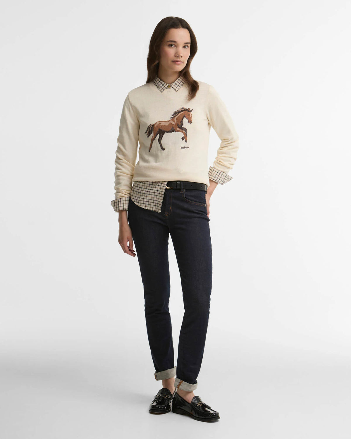 Barbour Homeswood Crew Neck Jumper in Ecru