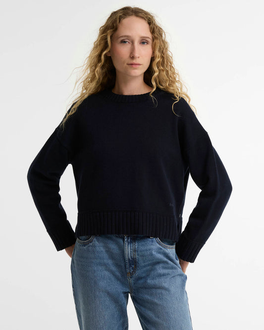 Barbour Harling Cotton Knitted Jumper - Navy