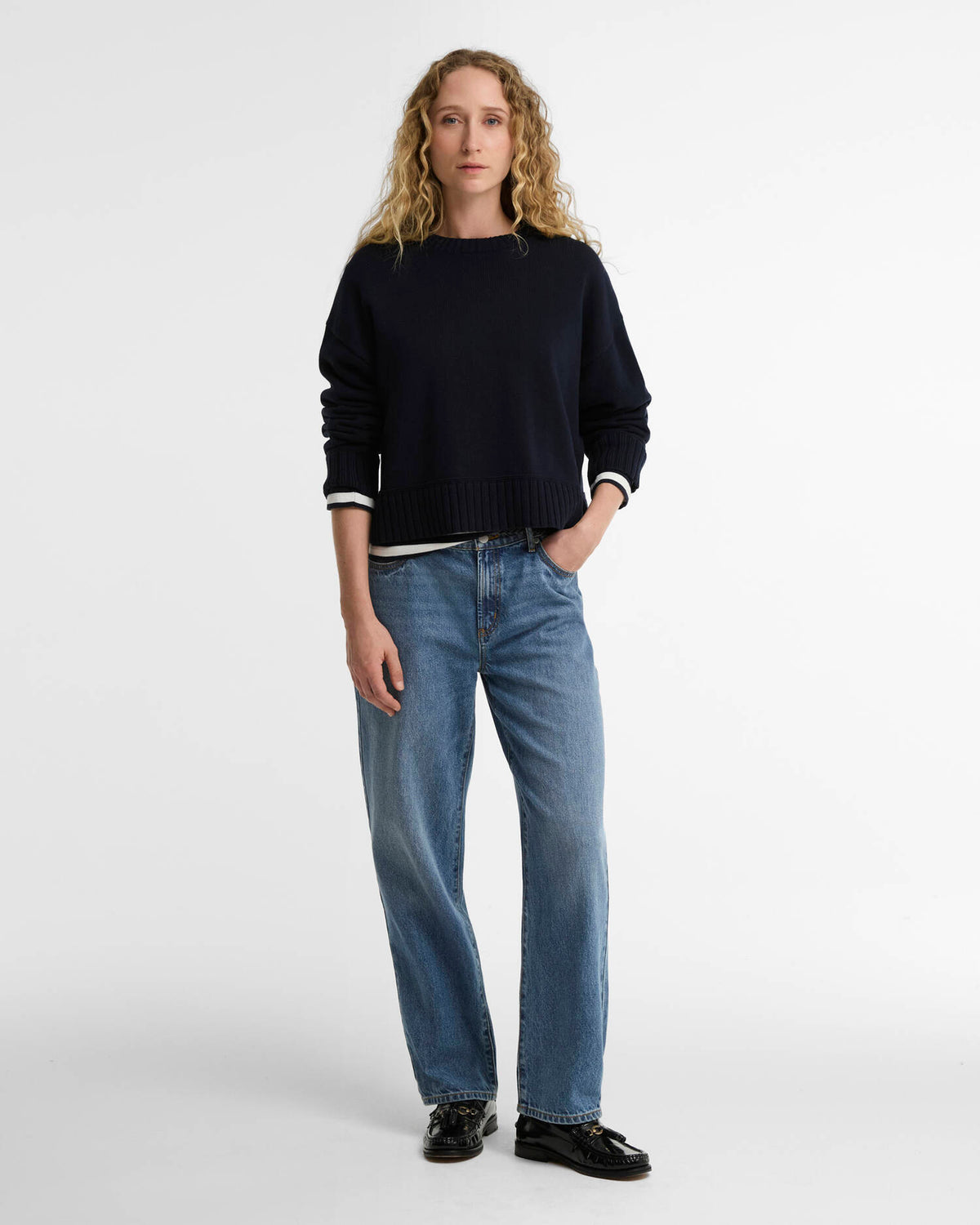 Barbour Harling Crew Neck Jumper in Navy