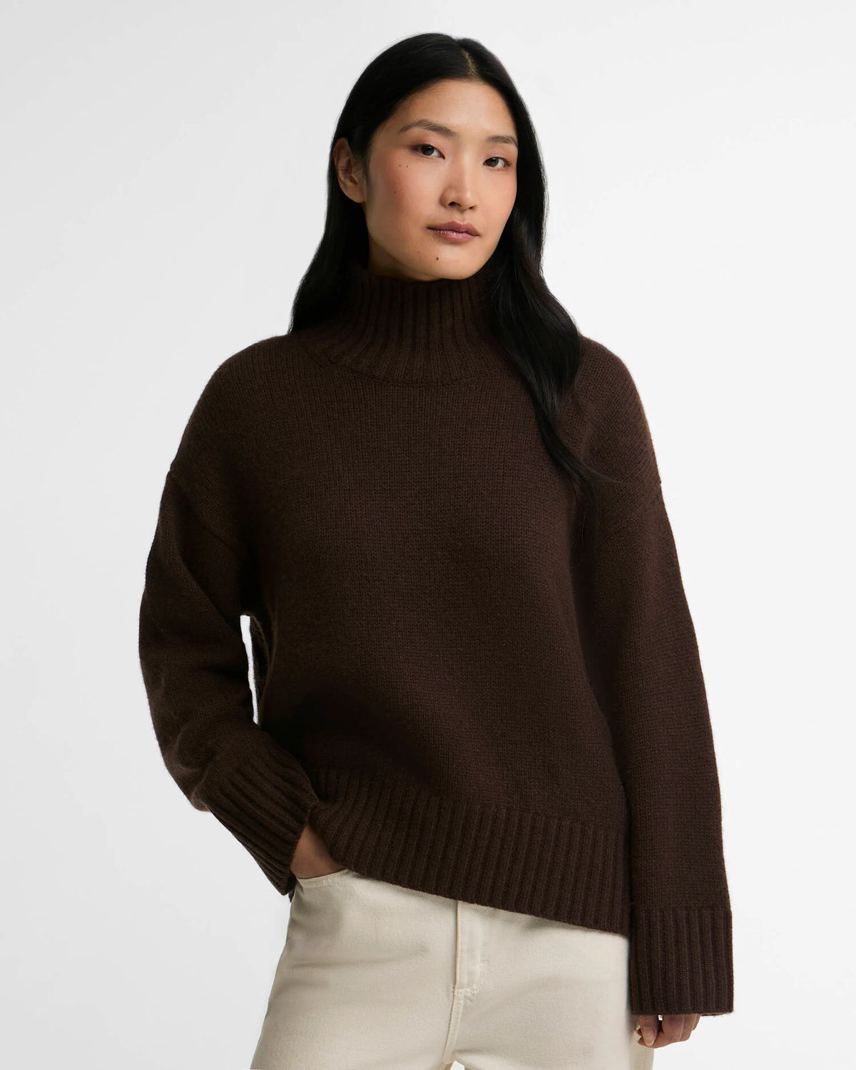 Barbour Woodhouse Cashmere-Blend Funnel Neck Jumper in Rustic