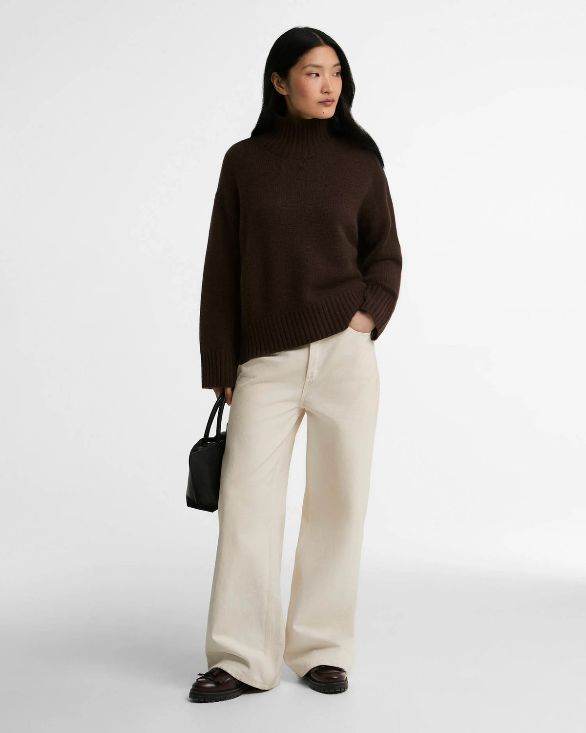 Barbour Woodhouse Cashmere-Blend Funnel Neck Jumper in Rustic