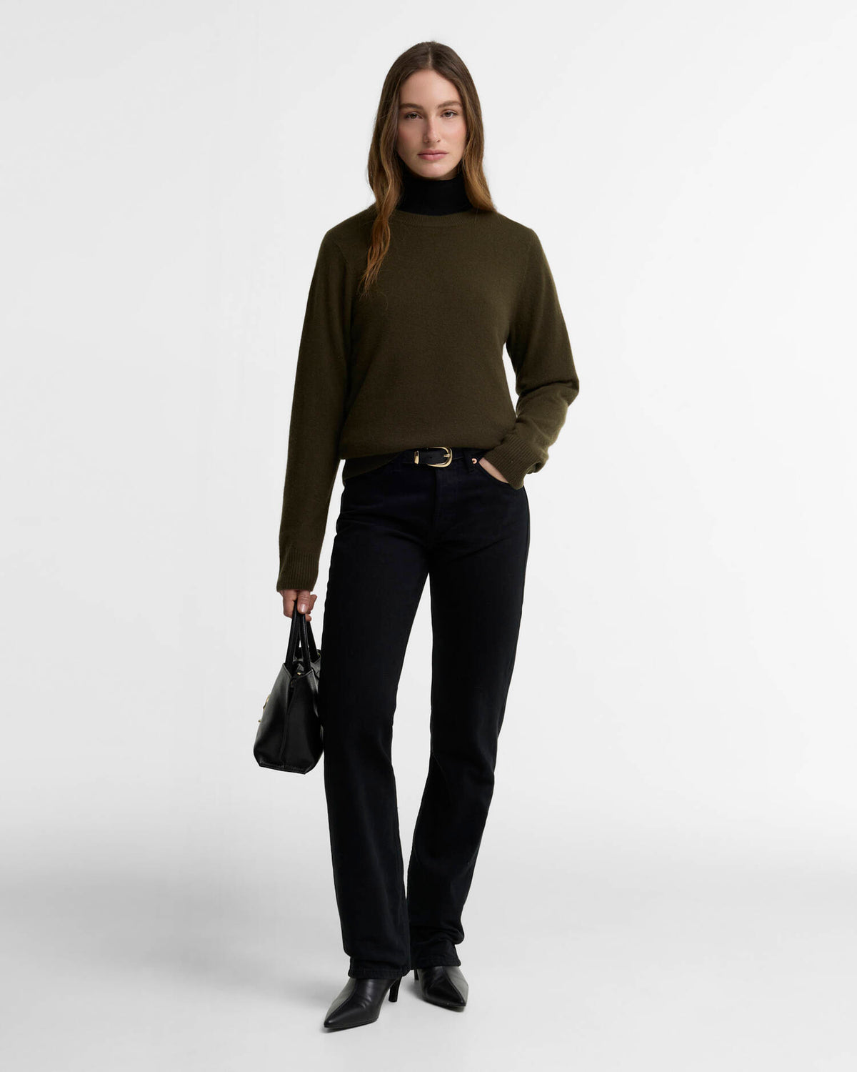 Barbour Penwood Cashmere Crew Neck Jumper in Olive