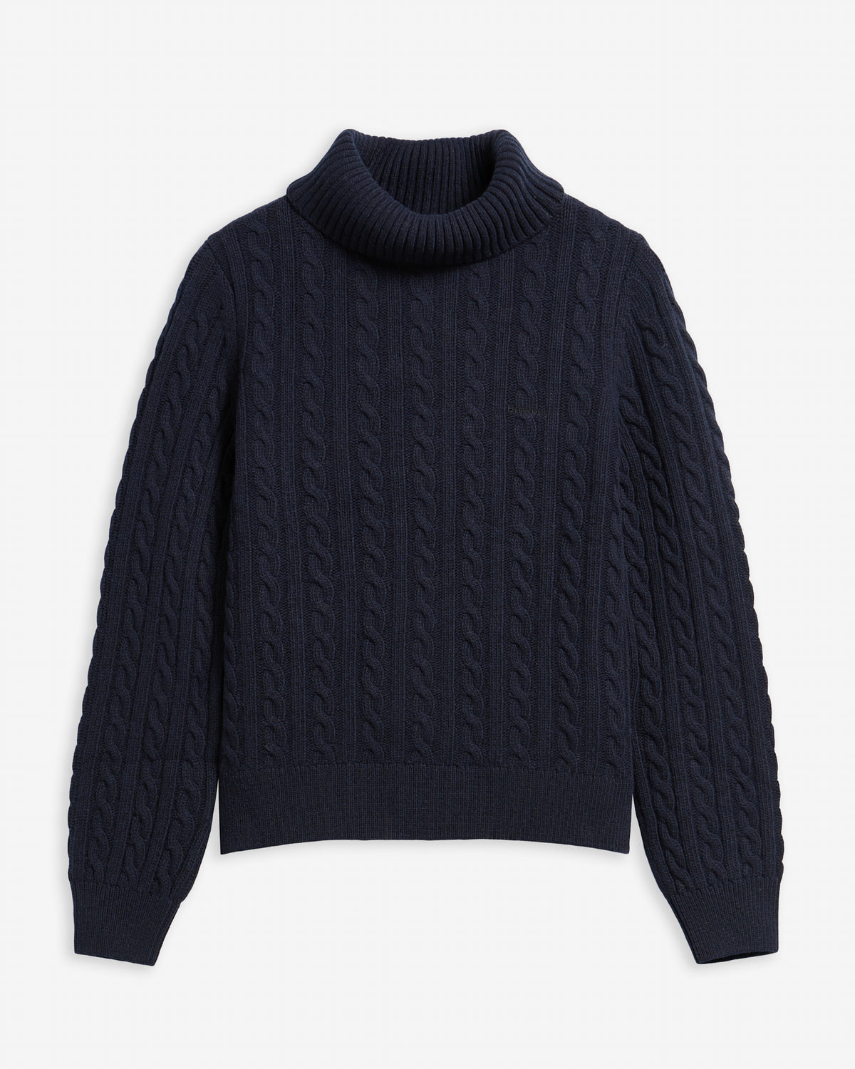 Barbour Ambleside Cable-Knit Rollneck Jumper in Navy